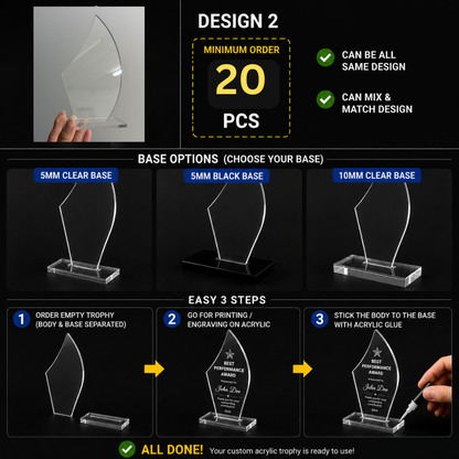 DIY Empty Acrylic Trophy Blank Award | Corporate Award