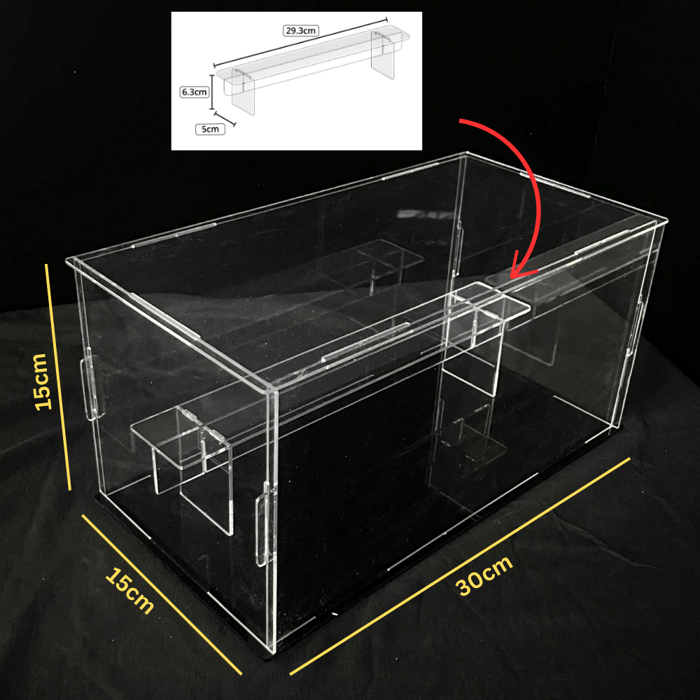 Clear Acrylic Display Box With Tiers Stairs Showcase Storage Box with Black Base