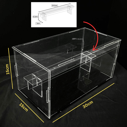 Clear Acrylic Display Box With Tiers Stairs Showcase Storage Box with Black Base