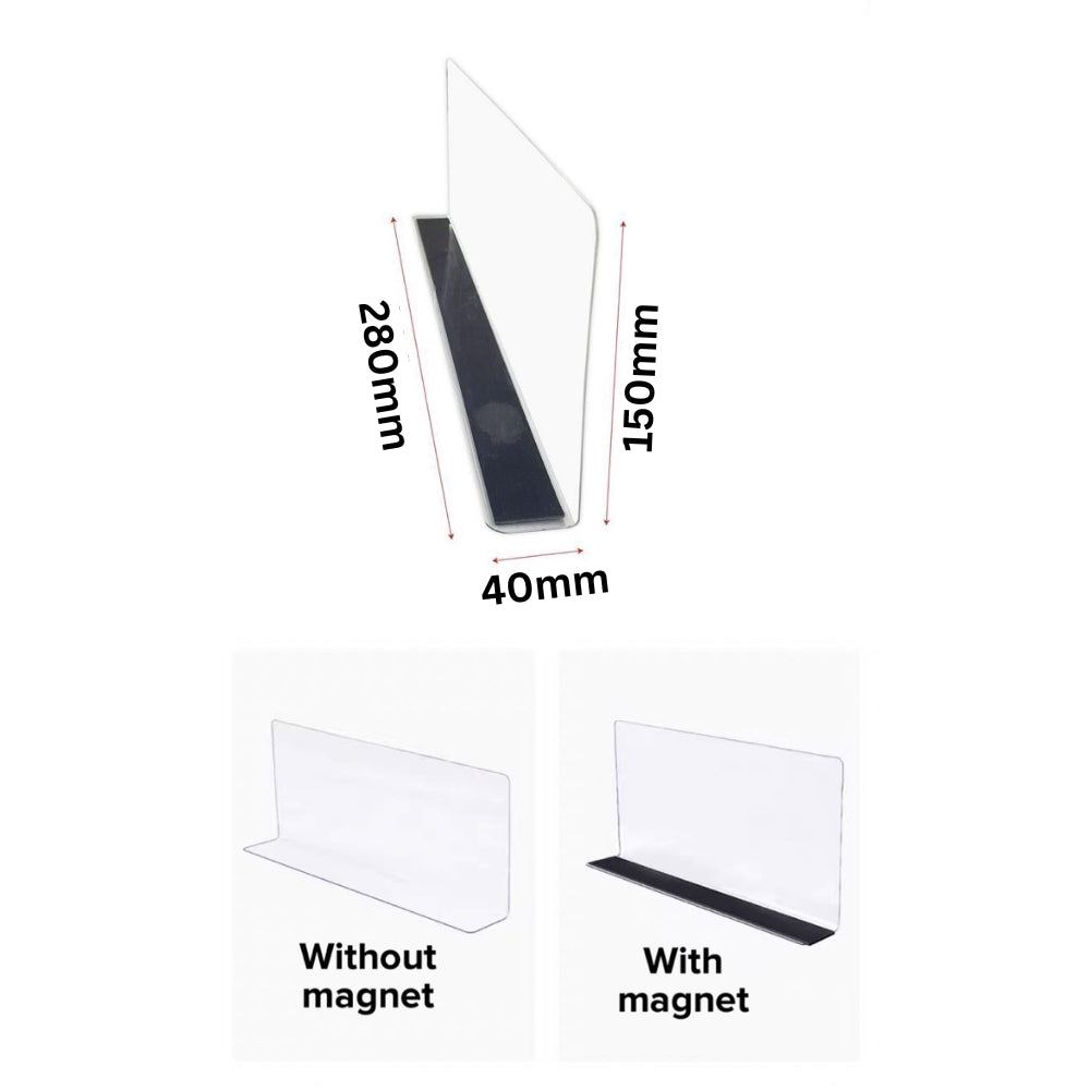 Magnetic Convenience Store Separator Plastic Transparent L Shape Shelf Divider Acrylic