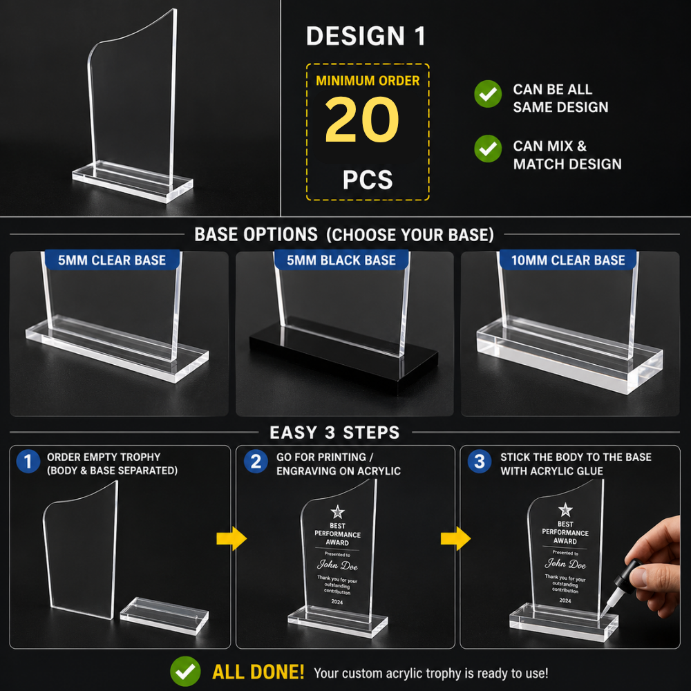 DIY Empty Acrylic Trophy Blank Award | Corporate Award