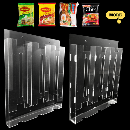 Acrylic Instant Noodle Rack Display (3 Wall Slots) Maggie Holder for Mamak