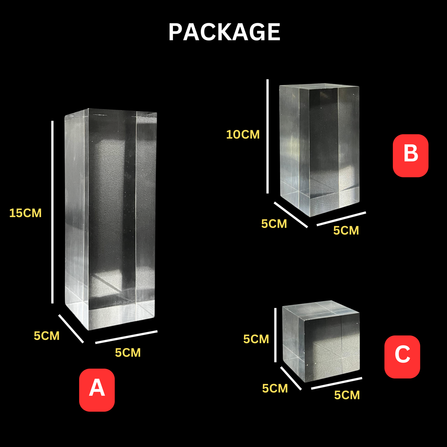 Acrylic Block Solid Clear Crystal Display