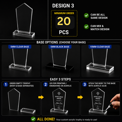 DIY Empty Acrylic Trophy Blank Award | Corporate Award