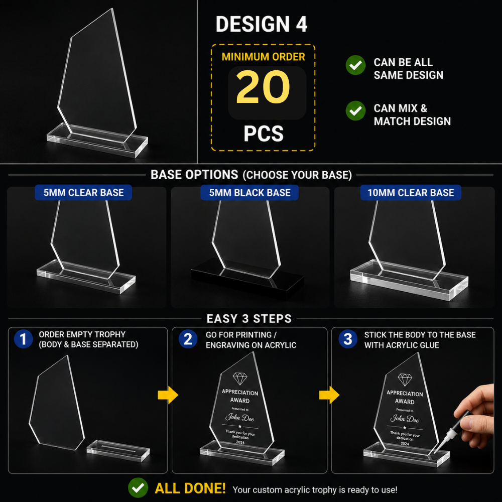 DIY Empty Acrylic Trophy Blank Award | Corporate Award