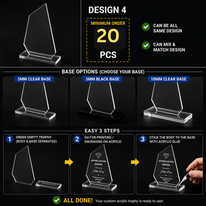 DIY Empty Acrylic Trophy Blank Award | Corporate Award