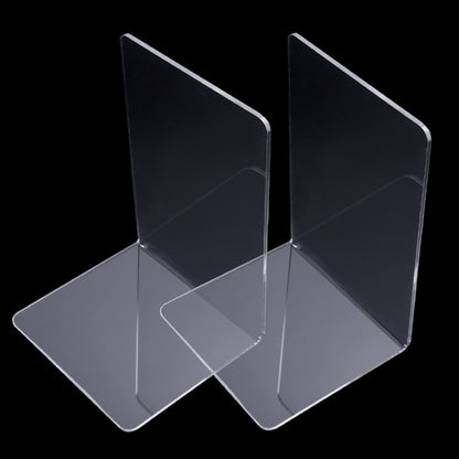 2pcs Acrylic L Bookends Stand Bookshelf Desktop Decorative Storage Rack