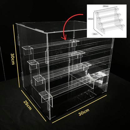 Clear Acrylic Display Box With Tiers Stairs Showcase Storage Box with Black Base