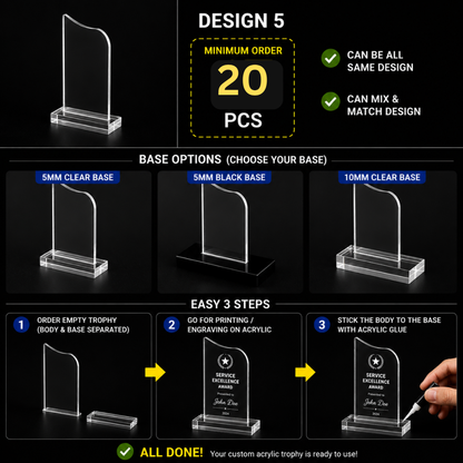 DIY Empty Acrylic Trophy Blank Award | Corporate Award