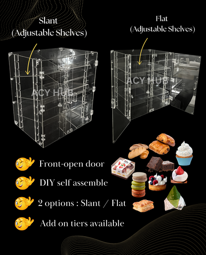 Acrylic DIY Food Cabinet With Shelves Donut/Cupcake/Pastries/Bread Display Rack/Bekas Kuih/Croissant