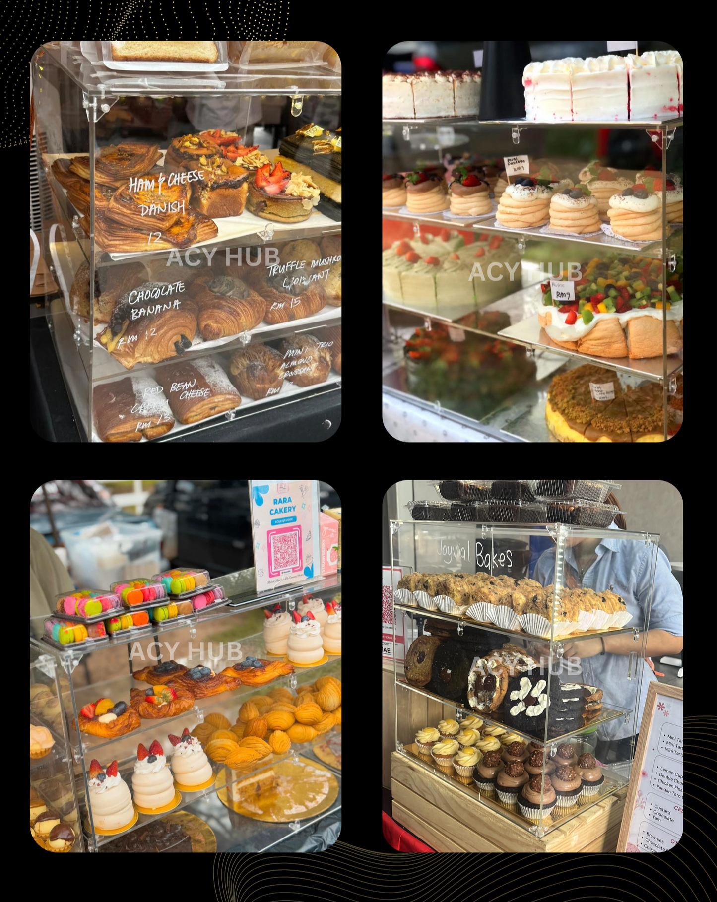DIY- self assemble Acrylic Display Cabinet Donuts / Cupcake / Pastries / Breads