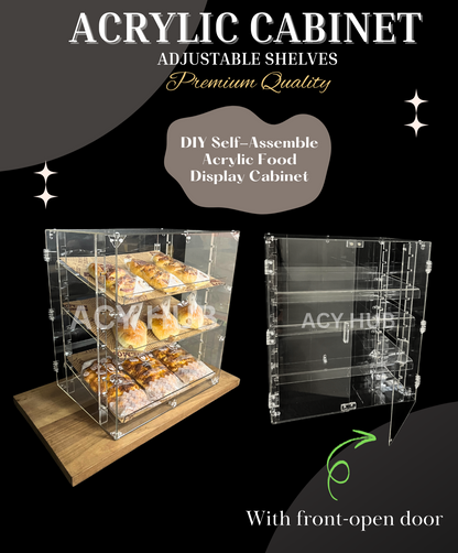 Acrylic DIY Food Cabinet With Shelves Donut/Cupcake/Pastries/Bread Display Rack/Bekas Kuih/Croissant