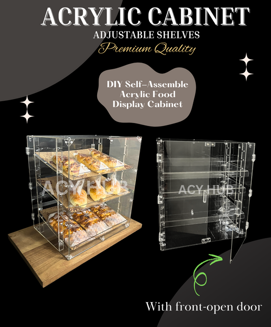 Acrylic DIY Food Cabinet With Shelves Donut/Cupcake/Pastries/Bread Display Rack/Bekas Kuih/Croissant