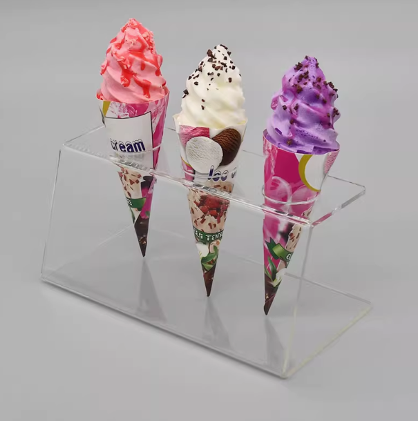 Acrylic Ice Cream Cone Holder Temaki Sushi Hand roll stand-3 slots Pemegang Ais-Krim hand roll sushi