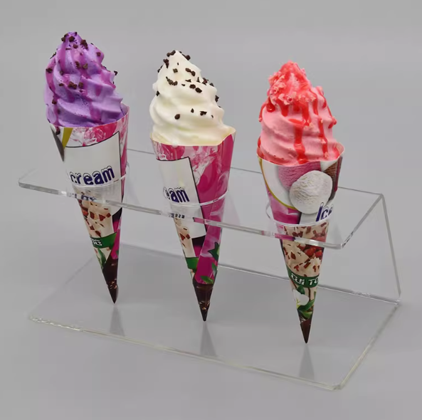 Acrylic Ice Cream Cone Holder Temaki Sushi Hand roll stand-3 slots Pemegang Ais-Krim hand roll sushi