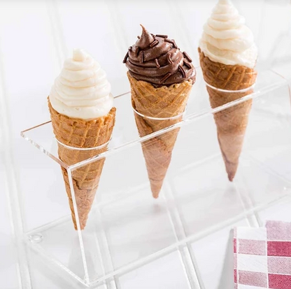 Acrylic Ice Cream Cone Holder Temaki Sushi Hand roll stand-3 slots Pemegang Ais-Krim hand roll sushi