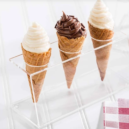 Acrylic Ice Cream Cone Holder Temaki Sushi Hand roll stand-3 slots Pemegang Ais-Krim hand roll sushi