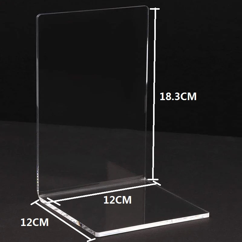 2pcs Acrylic L Bookends Stand Bookshelf Desktop Decorative Storage Rack