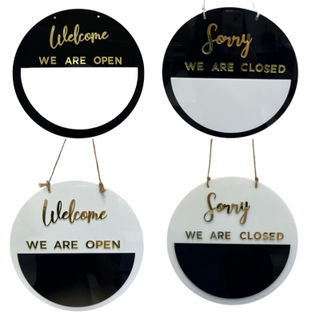 OPEN and CLOSE Sign Board with pocket