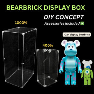 Bearbrick Acrylic DIY Self Assemble Display Box 400% & 1000% Clear Base