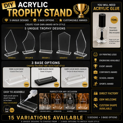 DIY Empty Acrylic Trophy Blank Award | Corporate Award