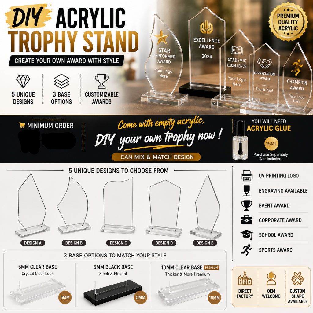 DIY Empty Acrylic Trophy Blank Award | Corporate Award