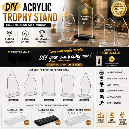 DIY Empty Acrylic Trophy Blank Award | Corporate Award
