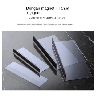 Magnetic Convenience Store Separator Plastic Transparent L Shape Shelf Divider Acrylic