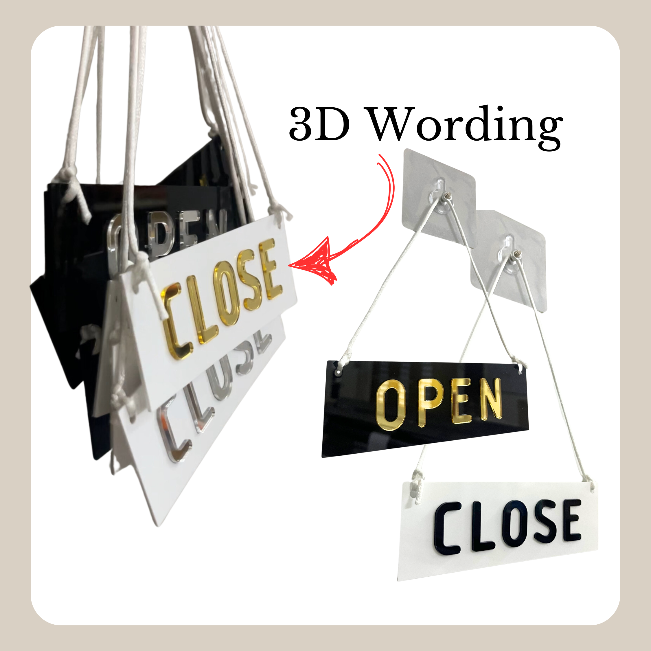Open and Close Sign Board with 3D Wording – Signature Valley Enterprise